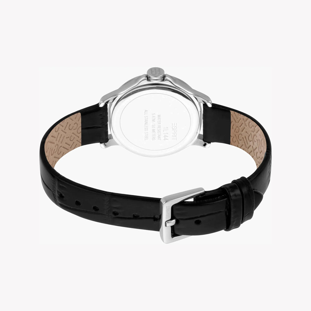 Esprit Women's Black Leather Watch, Silver Dial | ES1L144L2015 by i-watch