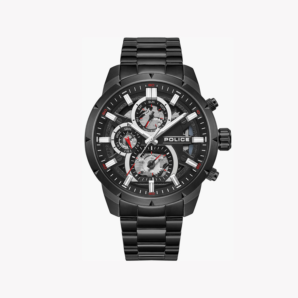 Police Men's Black Stainless Steel Watch, Multicolour Dial | Pewjk0021806 by i-watch