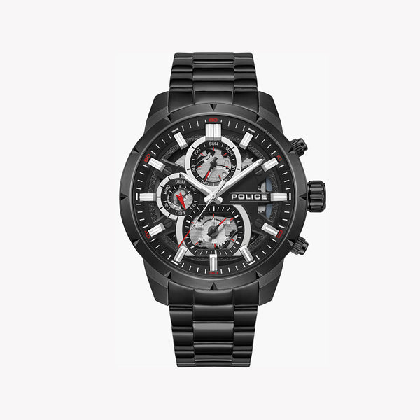 Police Men's Black Stainless Steel Watch, Multicolour Dial | Pewjk0021806 by i-watch