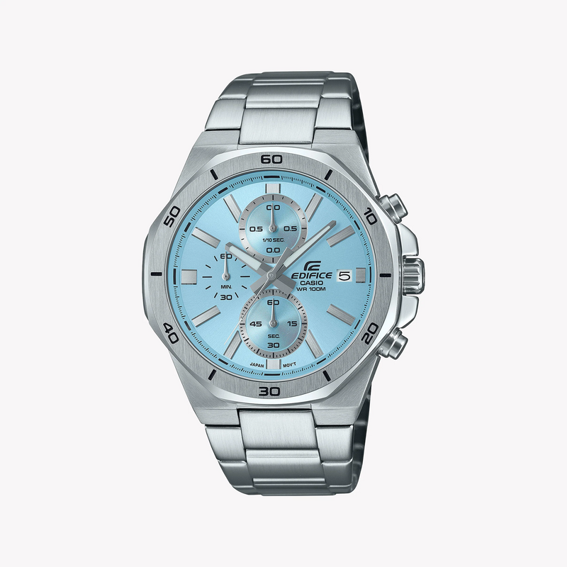 Casio Men's Silver Stainless Steel Watch, Blue Dial | Efv-640d-2bvuef by i-watch