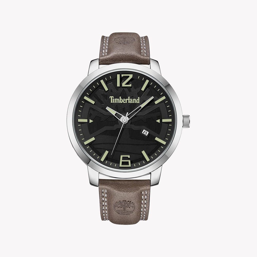 Timberland Men's Silver Stainless Steel, Brown Leather | Tdwgb2132401 by i-watch