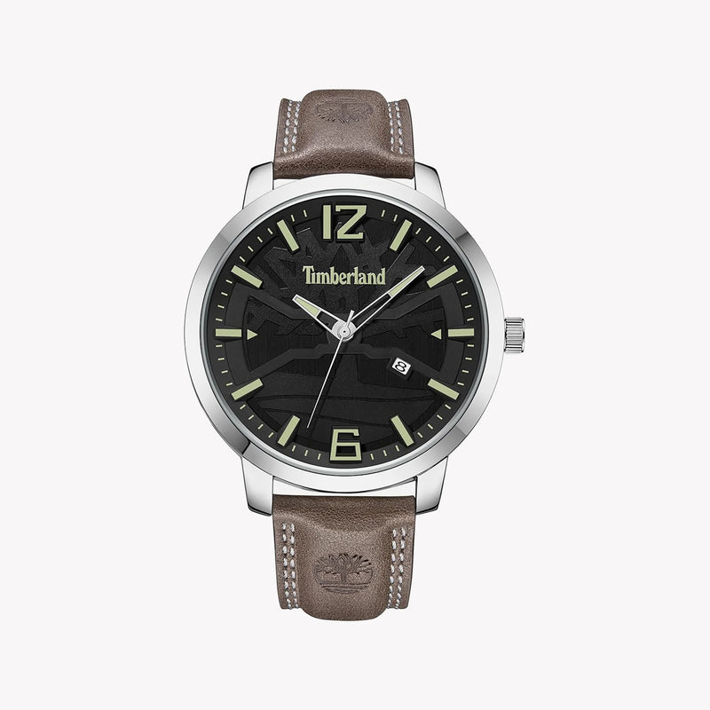 Timberland Men's Silver Stainless Steel, Brown Leather | Tdwgb2132401 by i-watch