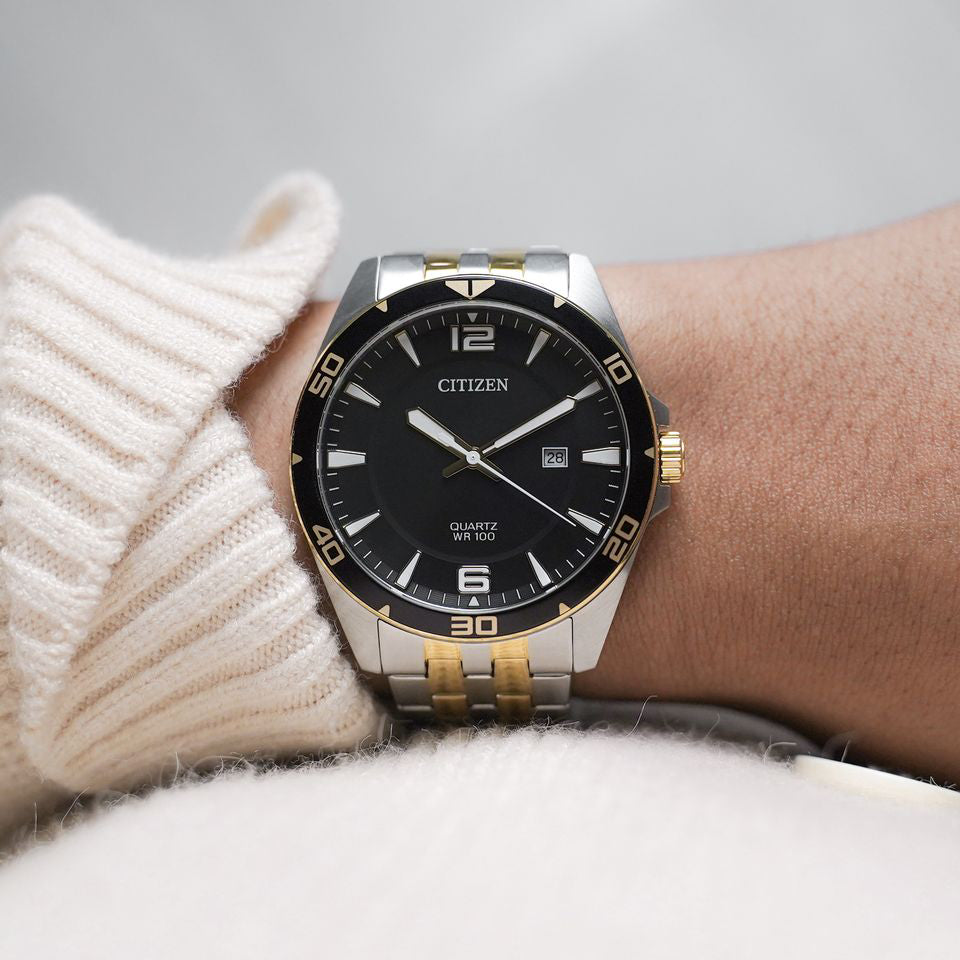 CITIZEN BI5059-50E STRIKING TIMEPIECE - MEN'S STAINLESS STEEL WATCH WITH BLACK DIAL & GOLD ACCENTS-i-Watch-3