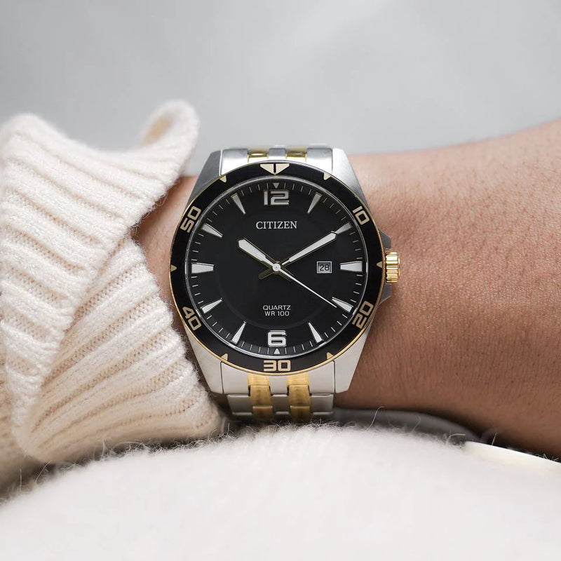 Citizen Bi5059-50e Striking Timepiece - Men's Stainless Steel Watch With Black Dial & Gold Accents by i-watch
