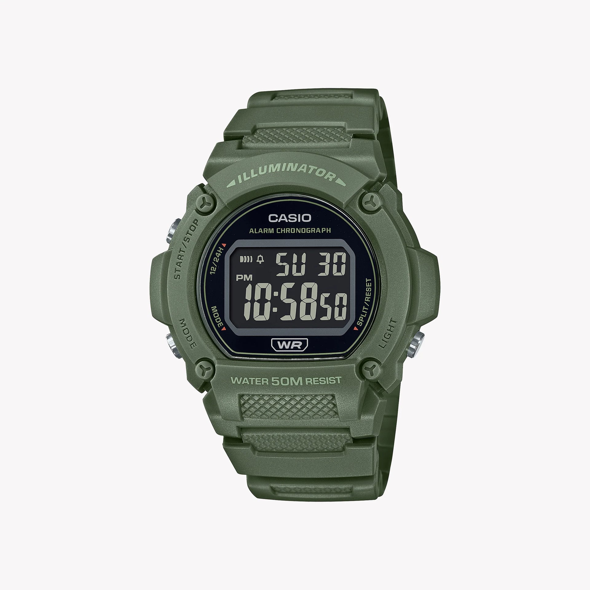 Casio Unisex Green Resin Digital Watch, 50m Water Resistant W