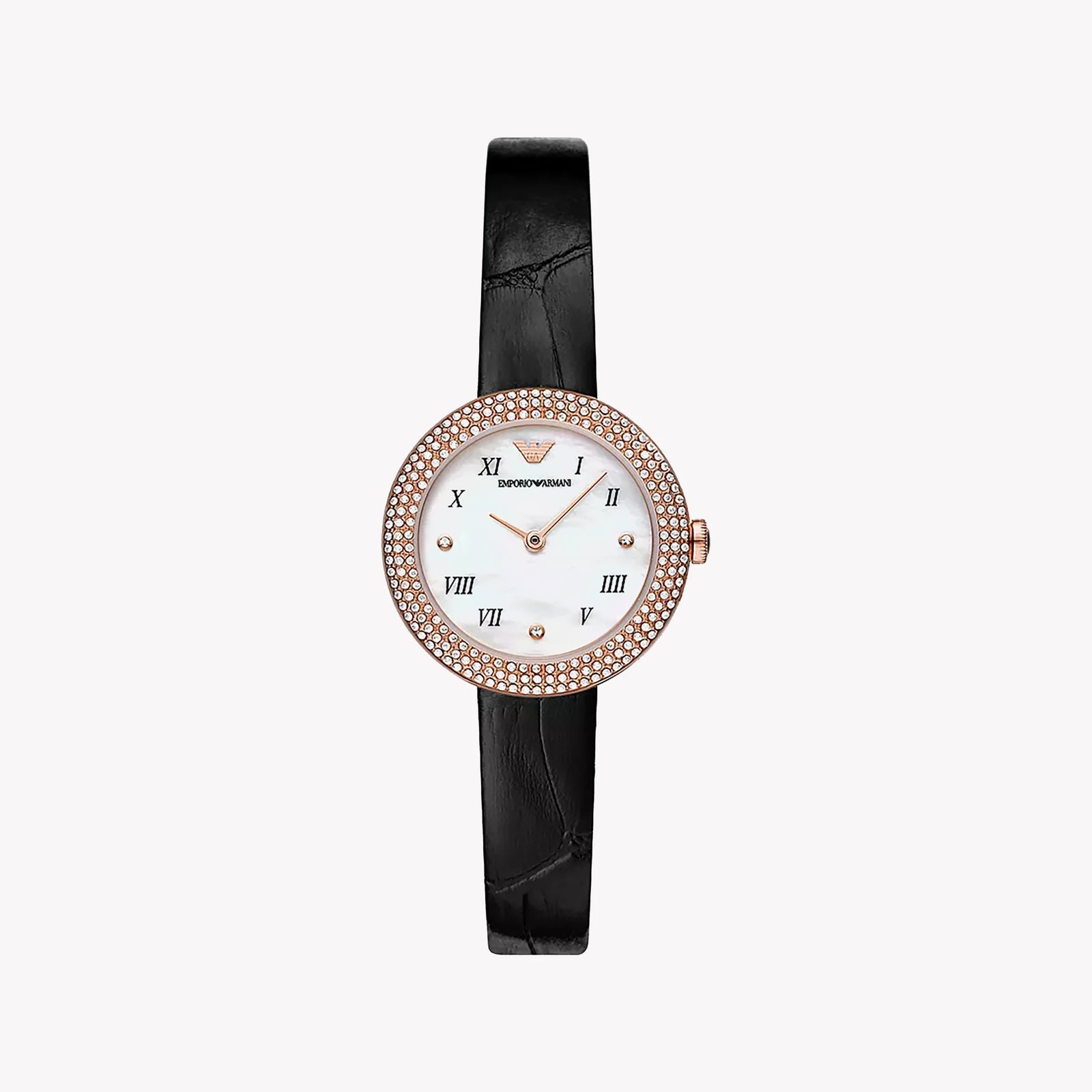Emporio Armani Women's Rose Gold Watch, Black Leather | Ar11356 by i-watch
