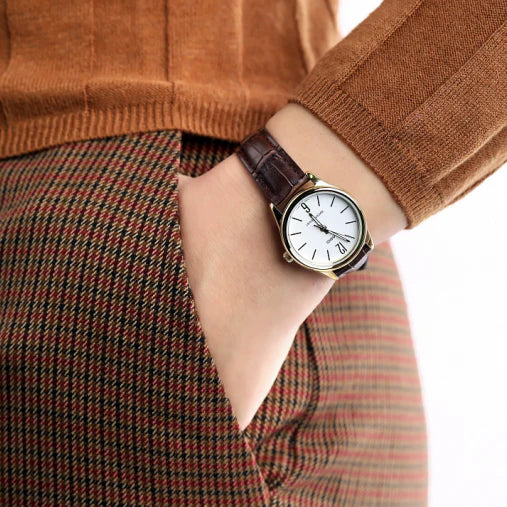 CASIO Women's Watch with Gold Stainless Steel Case and Brown Leather Band-i-Watch-2