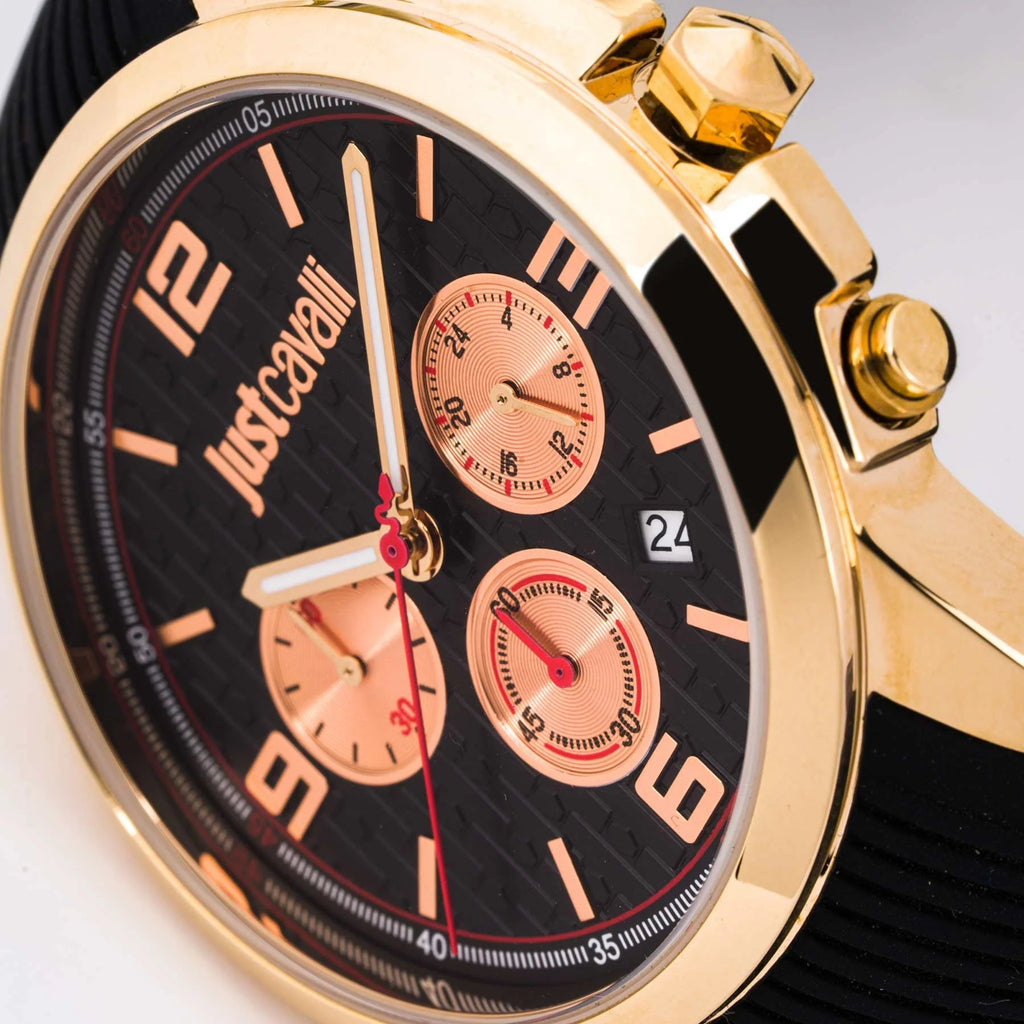 JUST CAVALLI JC1G175P0025 MEN'S SOPHISTICATED ROSE GOLD & BLACK TIMEPIECE-i-Watch-4