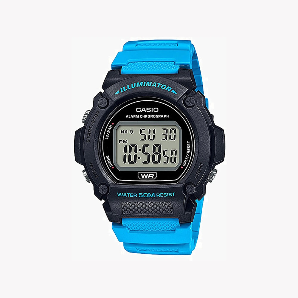 Casio Men's Black Resin Watch, Blue Display | W-219h-2a2vdf by i-watch