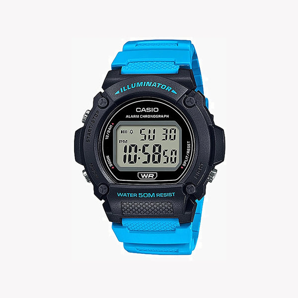 Casio Men's Black Resin Watch, Blue Display | W-219h-2a2vdf by i-watch