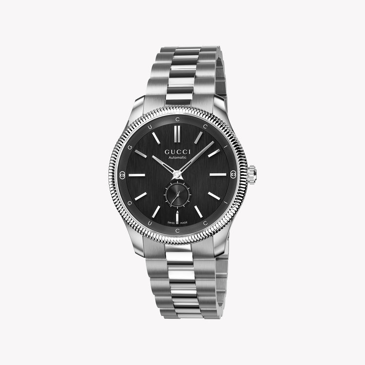 GUCCI YA126388 - ELEGANT TIMEPIECE FOR MODERN MEN - LUXURY STAINLESS STEEL & BLACK DIAL