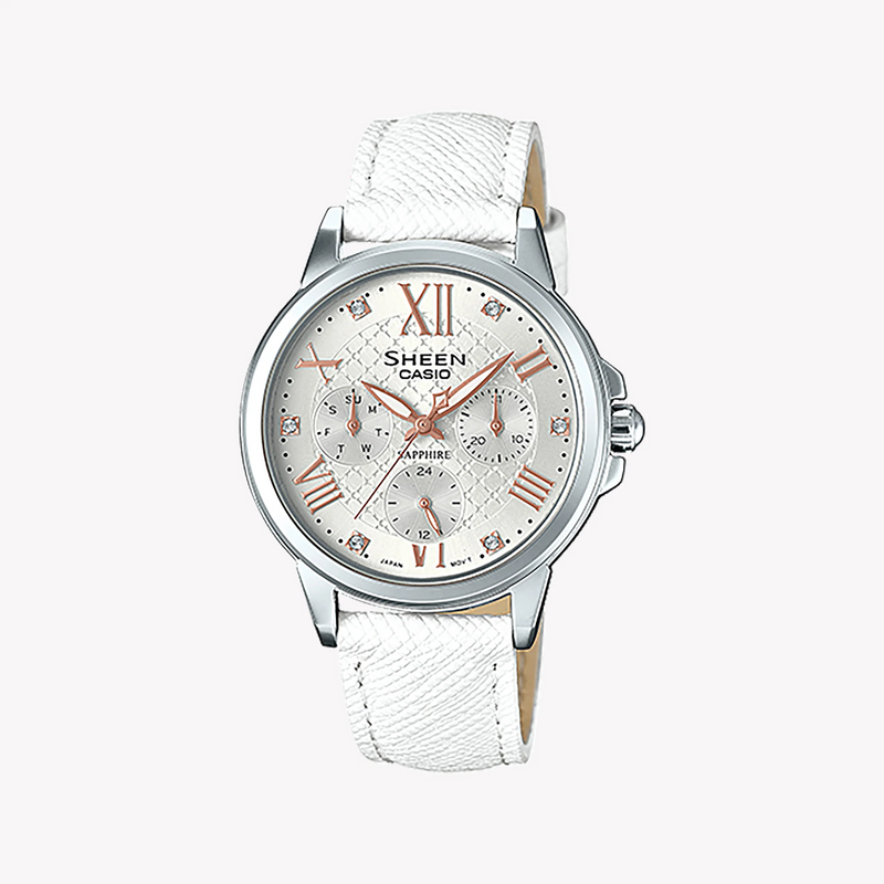 Casio She-3511l-7audr Elegant Adventurer - Women's Watch With Silver Dial And Leather Band by i-watch