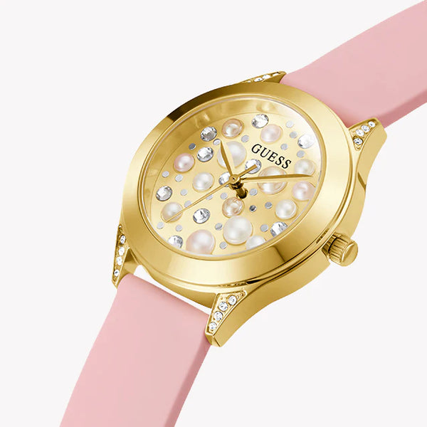 Guess Women's Gold Stainless Steel, Pink Leather | Gw0381l2 by i-watch