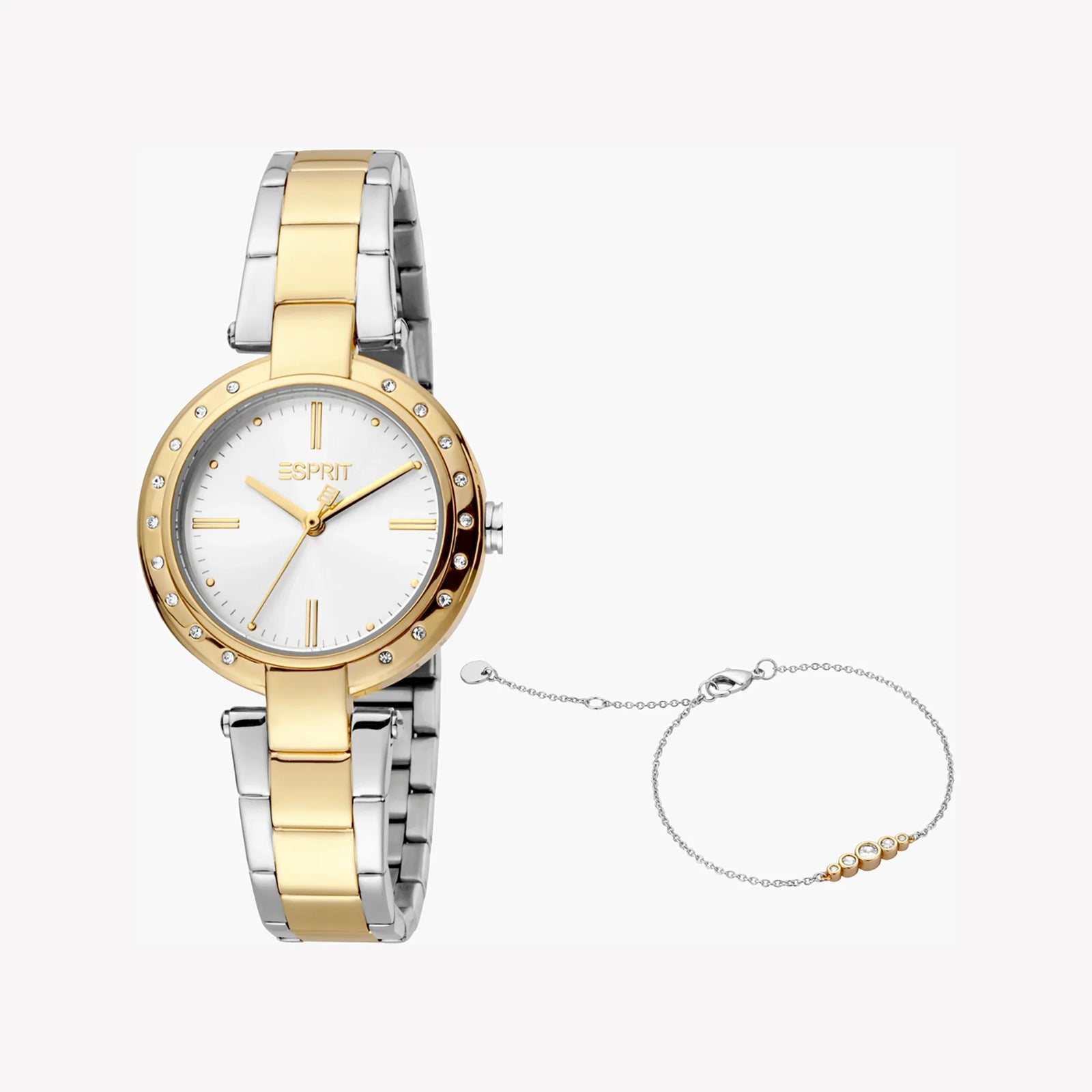 Esprit Women's Silver & Gold Stainless Steel Watch, Silver Dial | Es1l177m0055 by i-watch