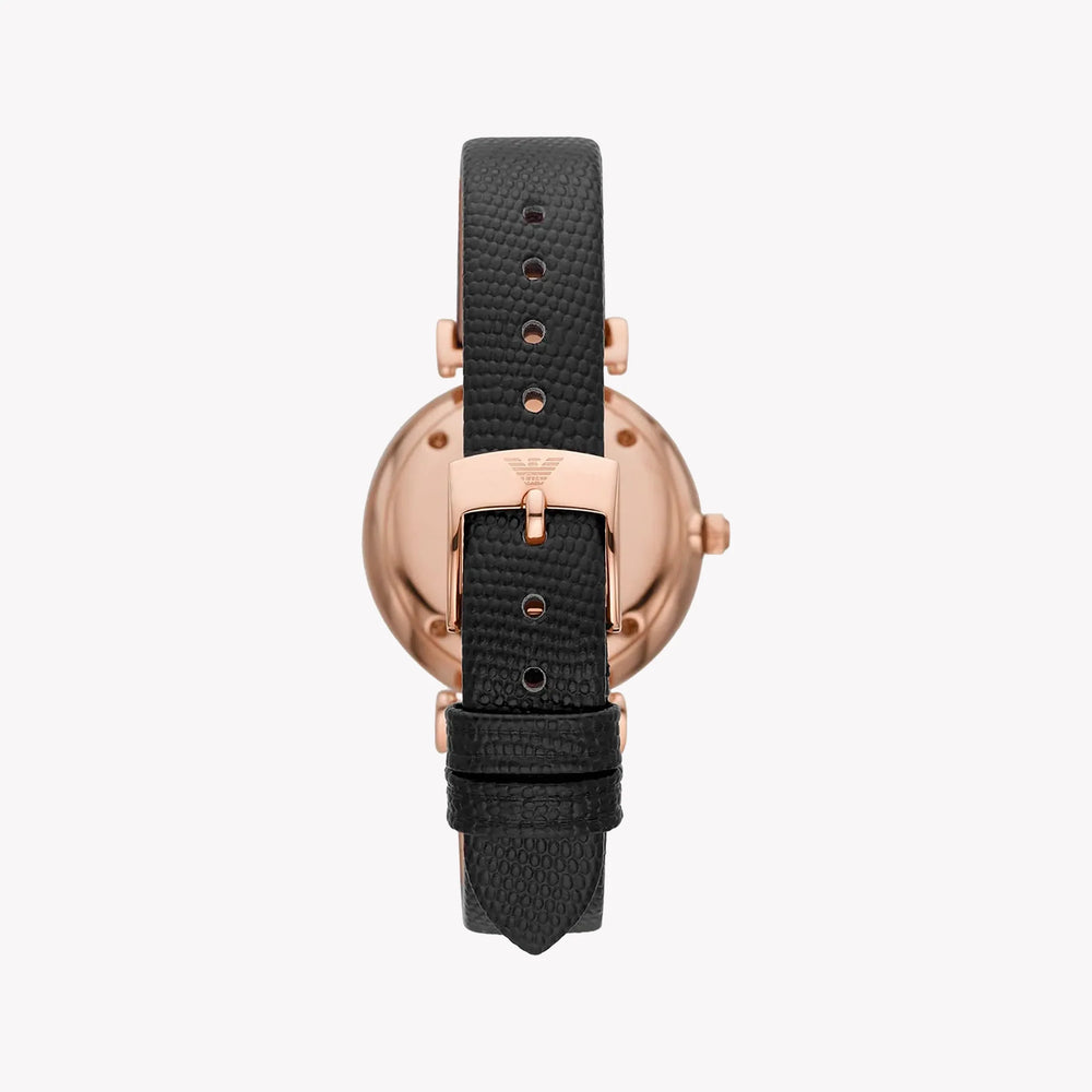 Emporio Armani Women's Rose Gold Watch, Black Leather | Ar11387 by i-watch