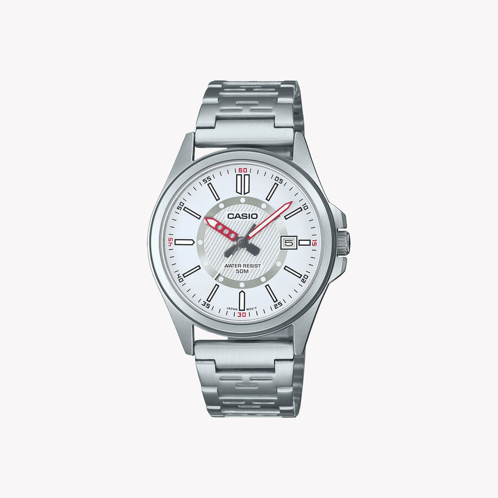 Casio Men's Silver Stainless Steel Watch, Silver Dial | Mtp-E700d-7ev by i-watch