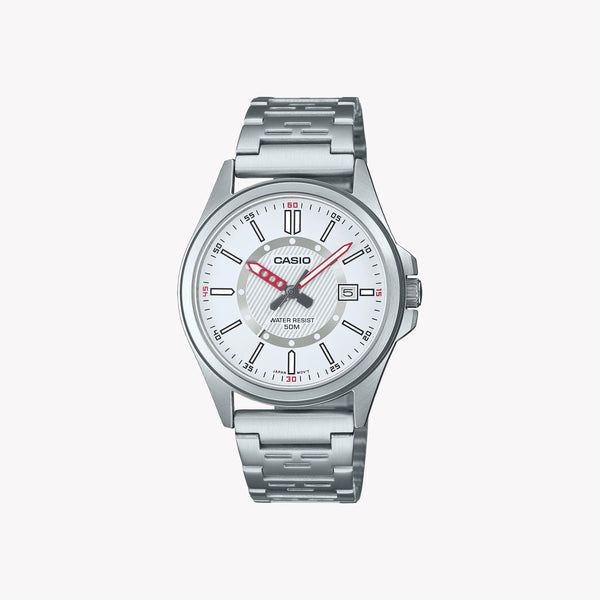 Casio Men's Silver Stainless Steel Watch, Silver Dial | Mtp-E700d-7ev by i-watch