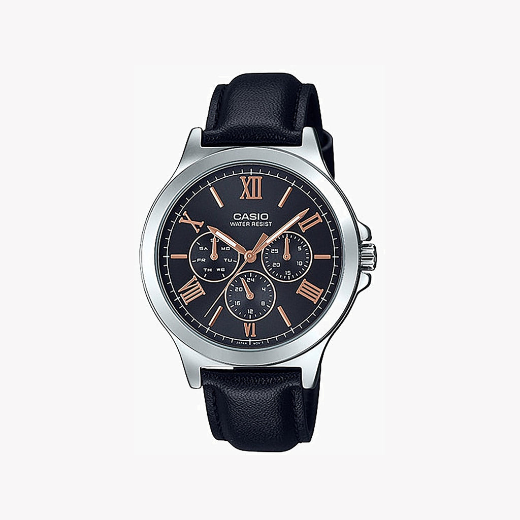 CASIO MTP-V300L-1A2UDF ELEGANT TIMEPIECE - STYLISH MEN'S WATCH WITH BLACK DIAL & LEATHER BAND
