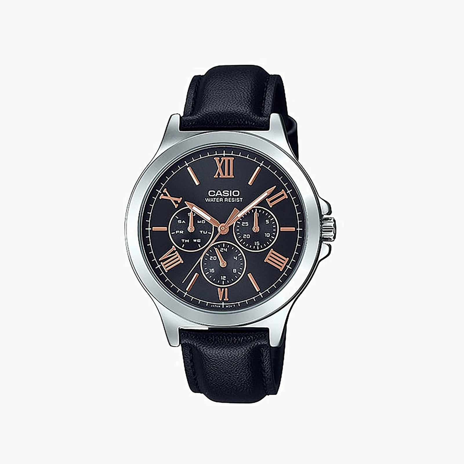 Casio Mtp-V300l-1a2udf Elegant Timepiece - Stylish Men's Watch With Black Dial & Leather Band by i-watch
