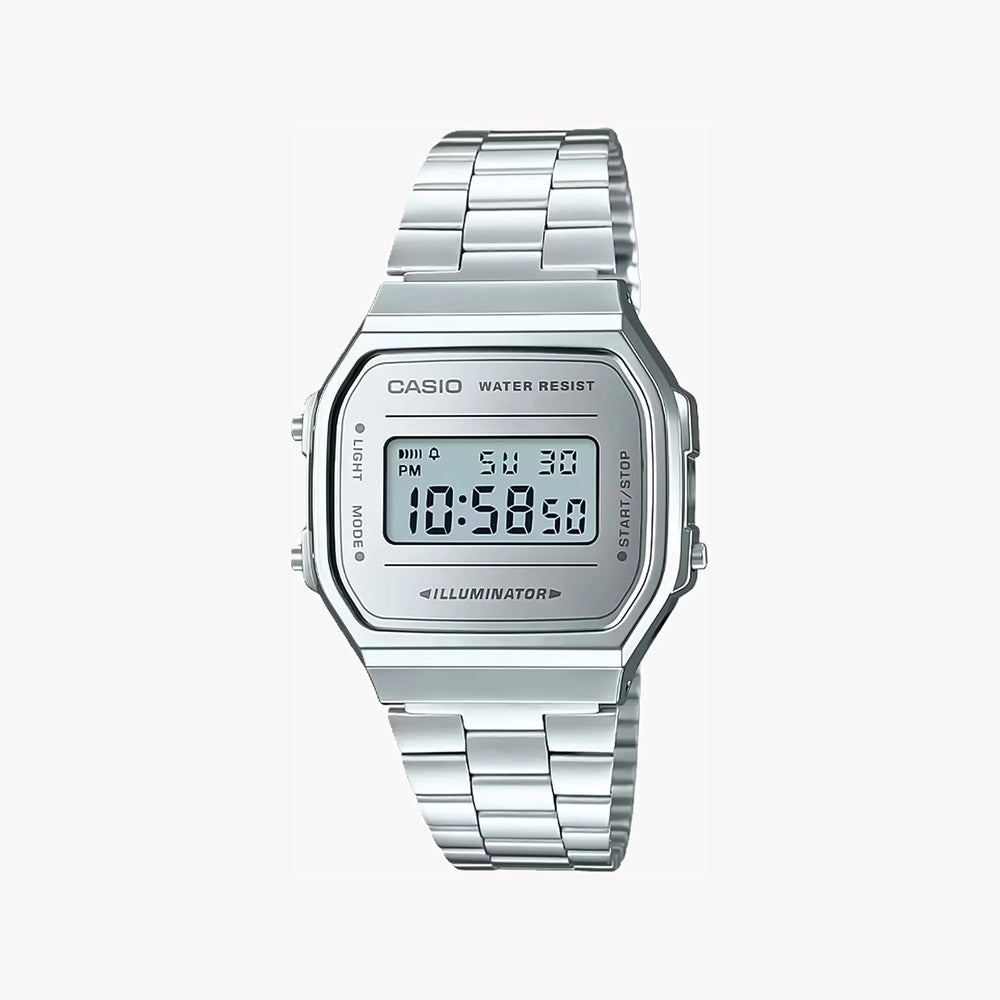 Casio Men's Resin And Metal Watch, Silver Dial | A168wem-7ef by i-watch