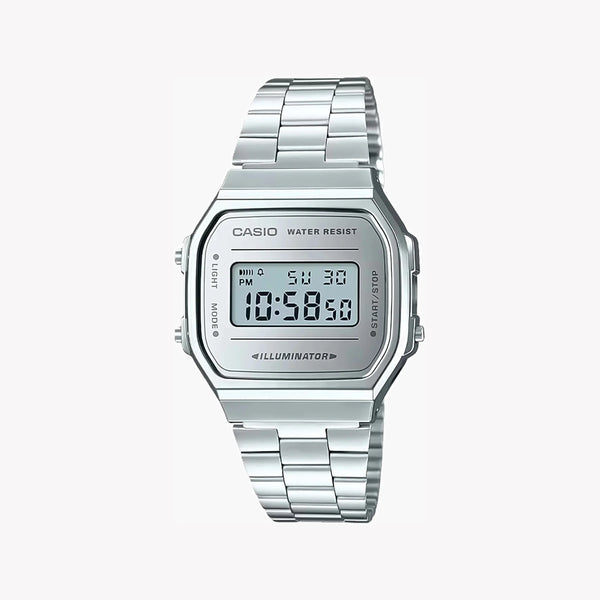 Casio Men's Resin And Metal Watch, Silver Dial | A168wem-7ef by i-watch
