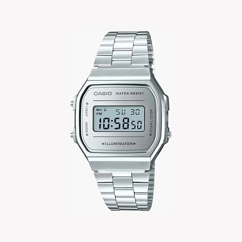 Casio Men's Resin And Metal Watch, Silver Dial | A168wem-7ef by i-watch