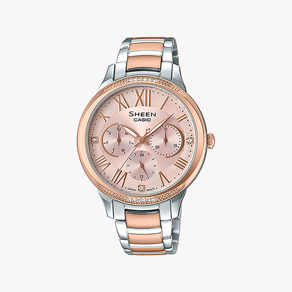Casio She-3058spg-4audr Elegantly Chic - Sporty Luxury Women's Watch With Swarovski Crystals And Rose Gold Band by i-watch
