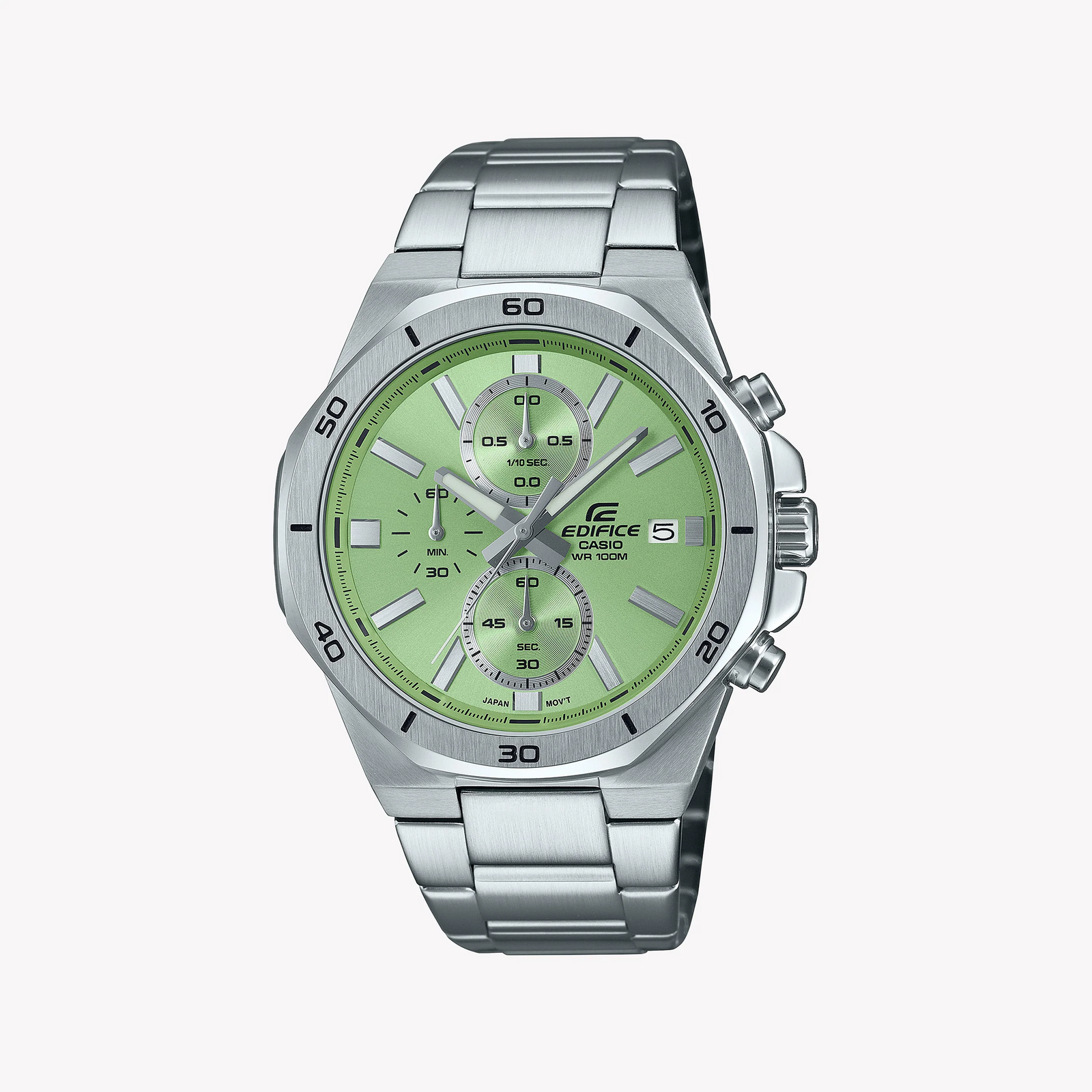 Casio Edifice Men's Silver Watch, Green Dial | Efv-640d-3avuef by i-watch