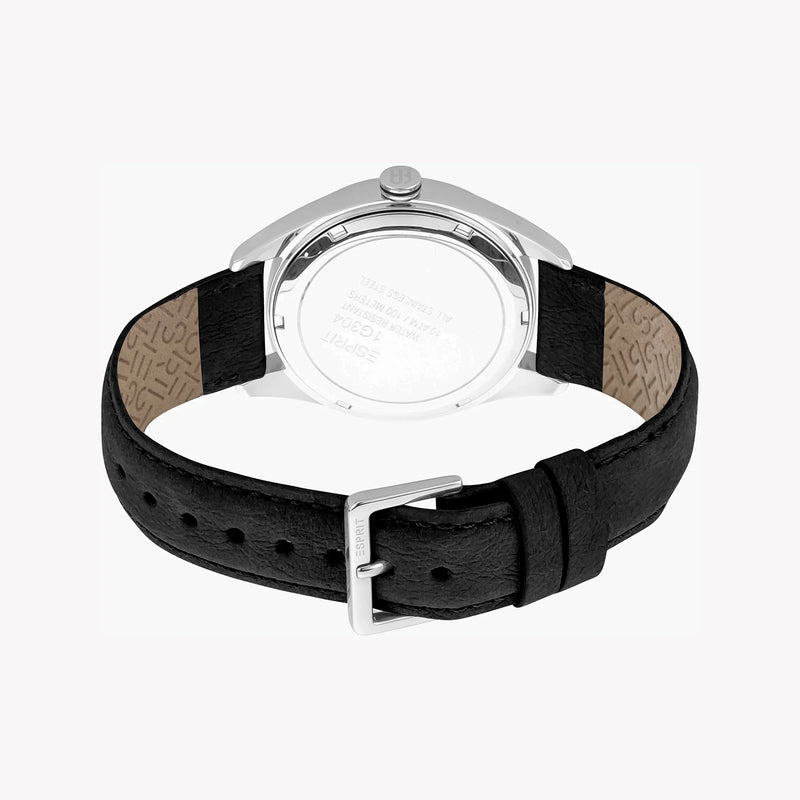 Esprit Men's Black Faux Leather Watch, Stainless Steel | Es1g202m0015 by i-watch