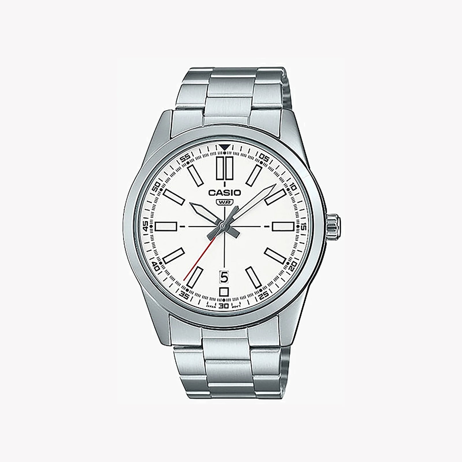 Casio Men's Silver Stainless Steel Watch, White Dial | Mtp-Vd02d-7eudf by i-watch
