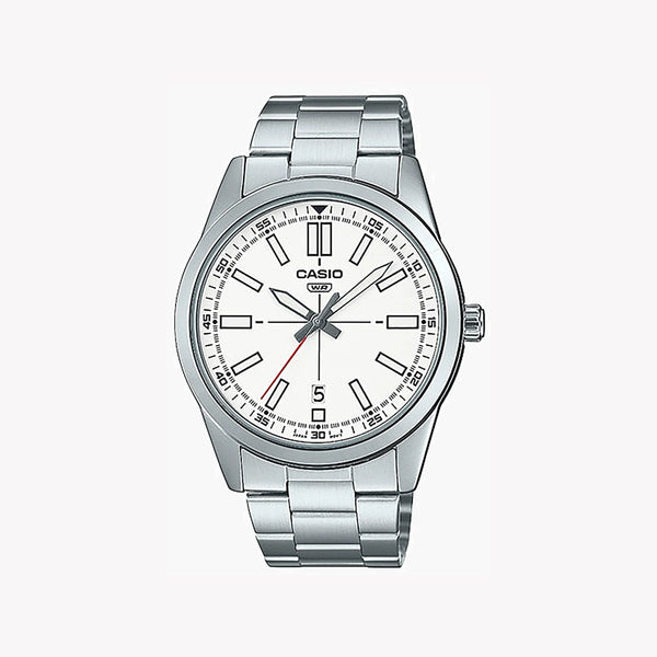 Casio Men's Silver Stainless Steel Watch, White Dial | Mtp-Vd02d-7eudf by i-watch