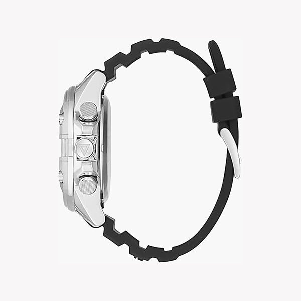 Guess Men's Silver Watch, Black Silicone Band | Gw0341g1 by i-watch