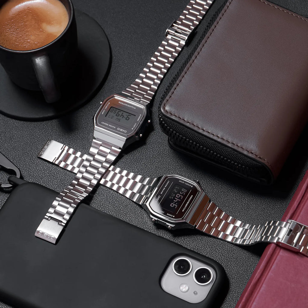 CASIO A168WEM-7EF ELEGANT TIMEKEEPER - MODERN MENSWEAR WAVE Wristwatch with durable resin case and sleek metal strap-i-Watch-6