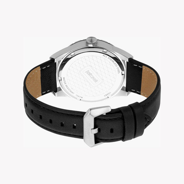 Just Cavalli Men's Silver Dial Watch, Black Leather Band | Jc1g082l0515