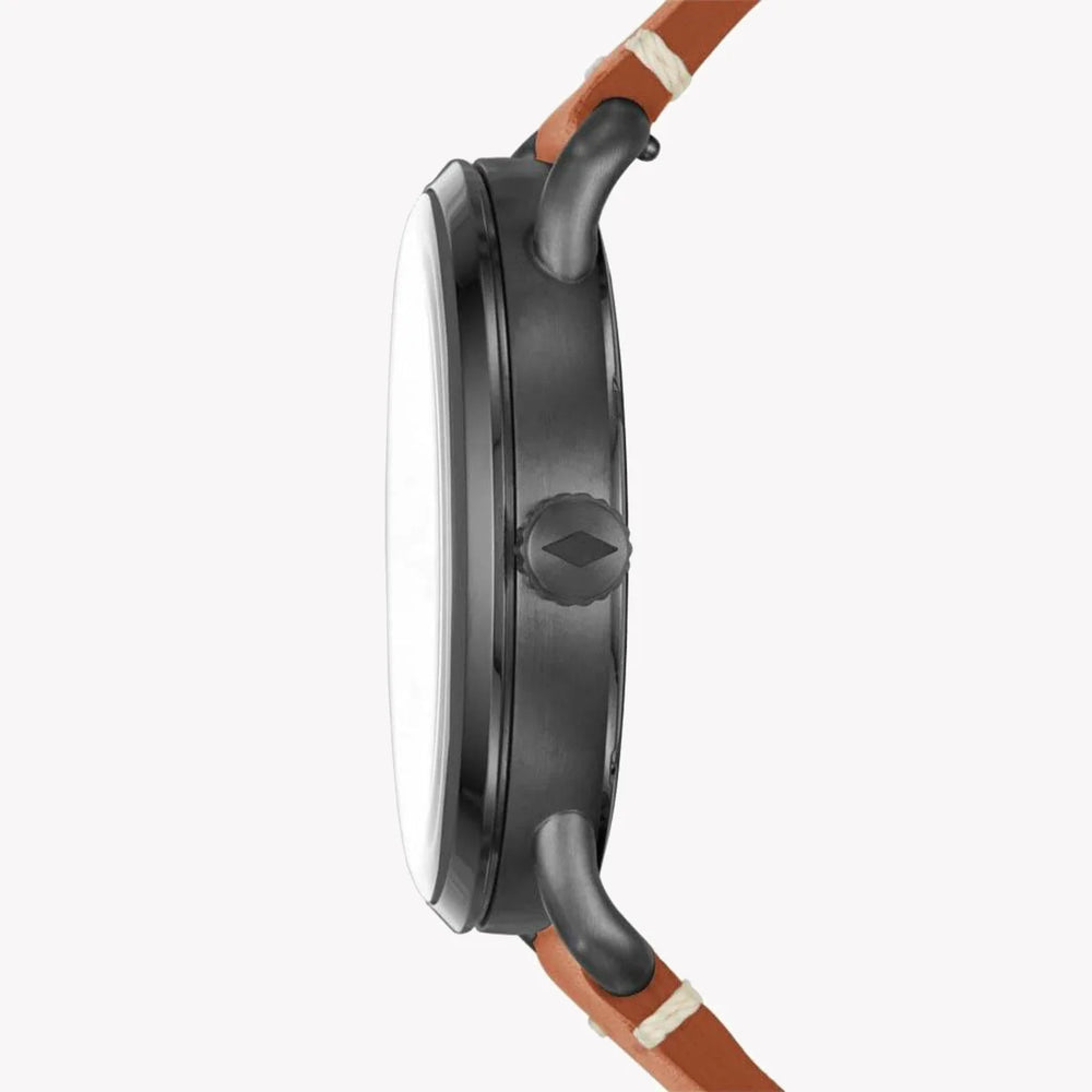 Fossil Men's Black Stainless Steel Watch, Brown Leather | Fs5276 by i-watch