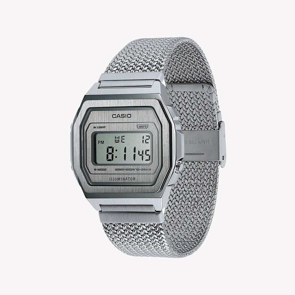 Casio Men's Silver Stainless Steel Watch, Digital Display | A1000ma-7ef by i-watch