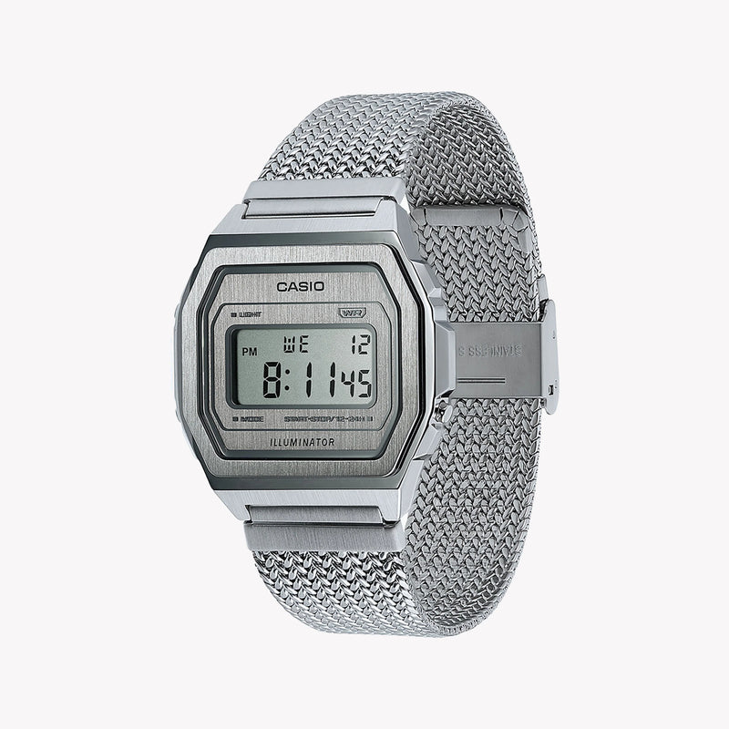 Casio Men's Silver Stainless Steel Watch, Digital Display | A1000ma-7ef by i-watch