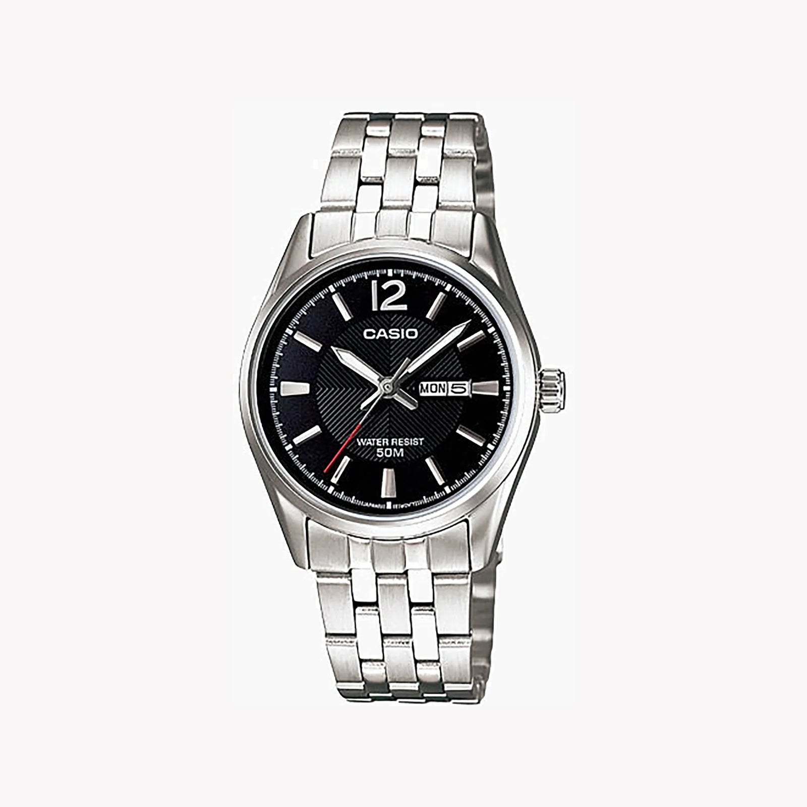 Casio Women's Silver Stainless Steel Watch, Black Dial | Ltp-1335d-1avdf by i-watch