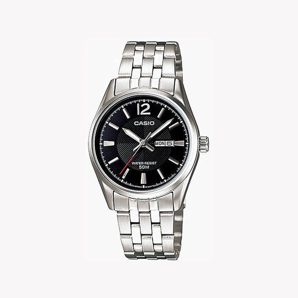 Casio Women's Silver Stainless Steel Watch, Black Dial | Ltp-1335d-1avdf by i-watch