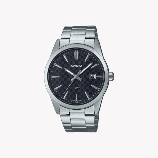 Casio MTP-VD03D-1A analoge silberne Herrenuhr