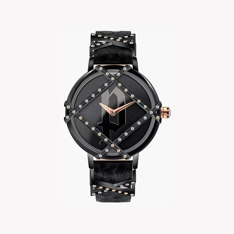 POLICE PL-16068BSB_02 ELEGANCE TIMEPIECE - BLACK STAINLESS STEEL & LEATHER WOMEN'S WATCH