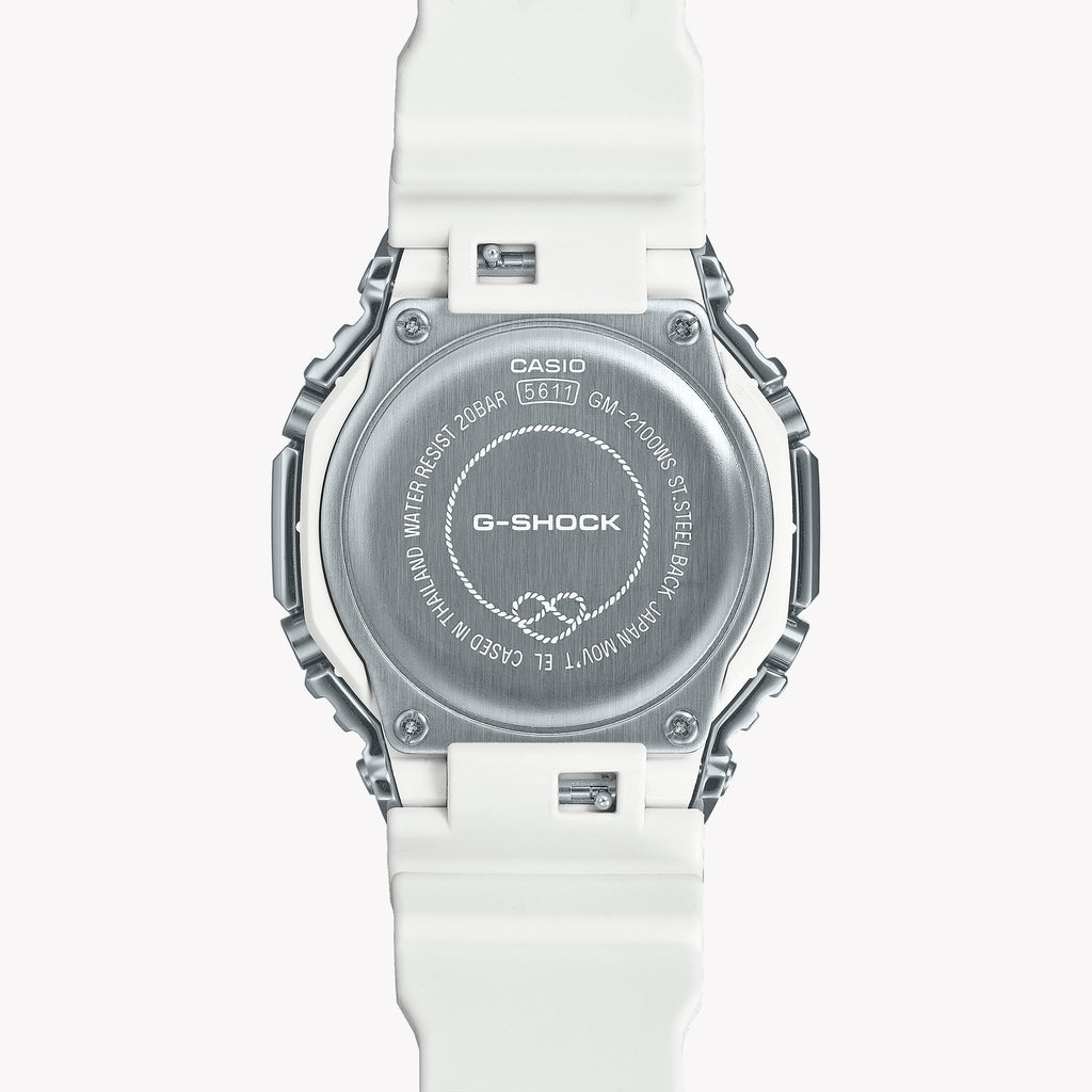 CASIO G-SHOCK GM-2100WS-7AER - RUGGED ELEGANCE UNLEASHED Men's Watch with White Resin Band and Silver Dial-i-Watch-5
