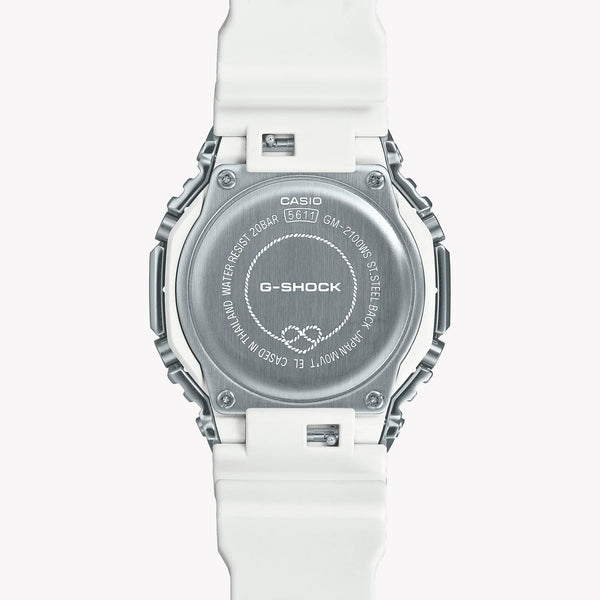 Casio G-Shock Men's Silver Resin & Stainless Steel, White | Gm-2100ws-7aer by i-watch