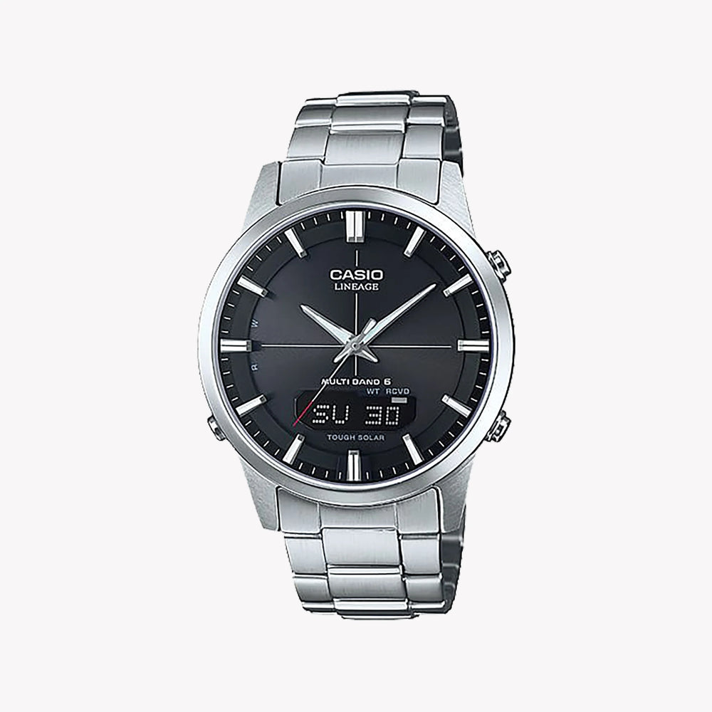 Casio Men's Silver Stainless Steel Watch, Black Dial | Lcw-M170d-1aer by i-watch