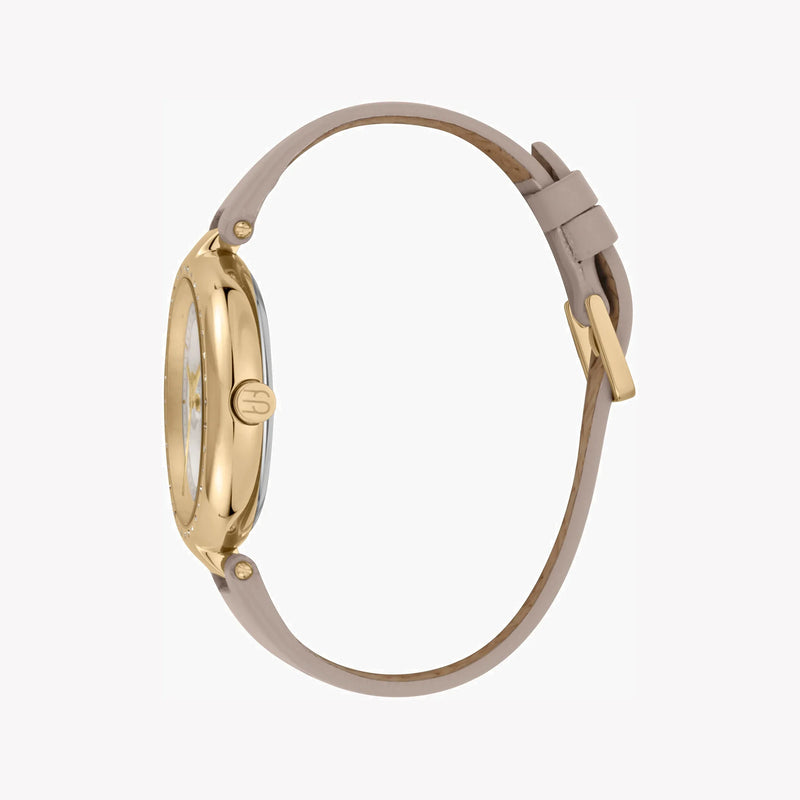 Esprit Women's Beige Leather Watch, Silver Dial | Es1l123m0015 by i-watch