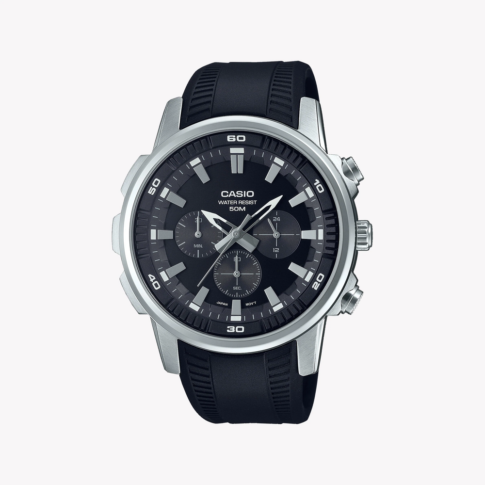 Casio Mtp-E505-1avdf Rugged Elegance - Men's Stylish Sport Watch With Black Dial & Resin Band by i-watch