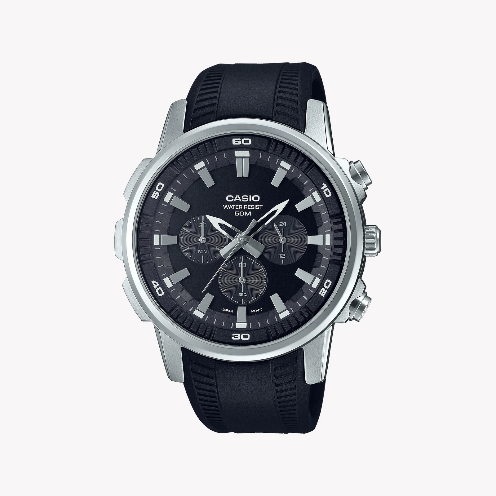 Casio Mtp-E505-1avdf Rugged Elegance - Men's Stylish Sport Watch With Black Dial & Resin Band by i-watch