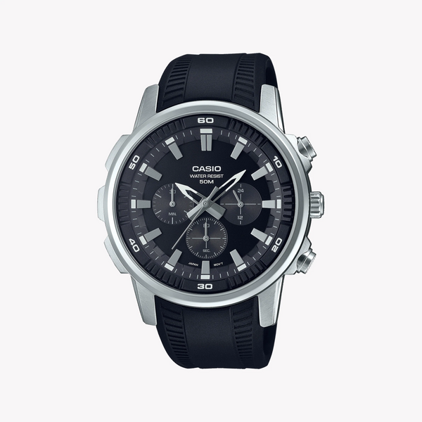 Casio Mtp-E505-1avdf Rugged Elegance - Men's Stylish Sport Watch With Black Dial & Resin Band by i-watch