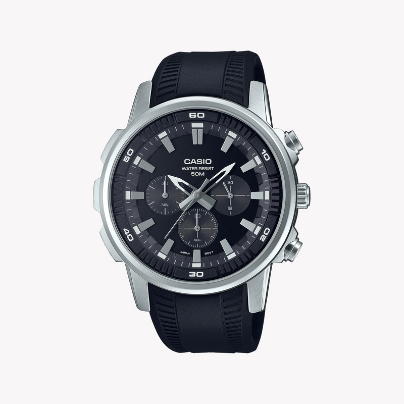 Casio Mtp-E505-1avdf Rugged Elegance - Men's Stylish Sport Watch With Black Dial & Resin Band by i-watch