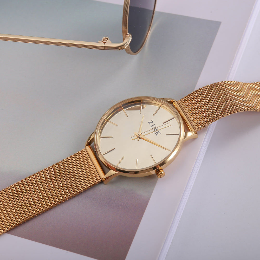 Zink Women's Watch With Gold Stainless Steel Case And Gold Stainless Steel Band by i-watch